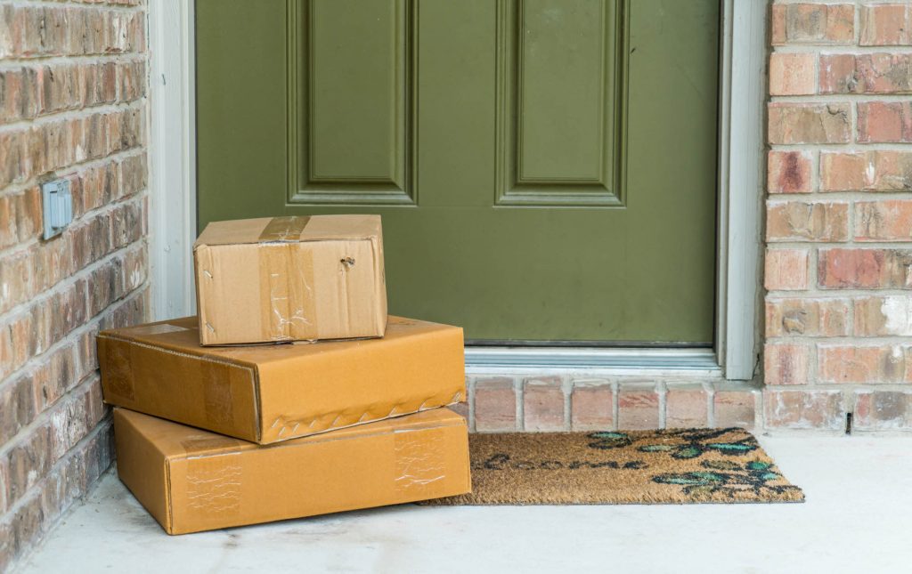 Delivery boxes at a doorstep